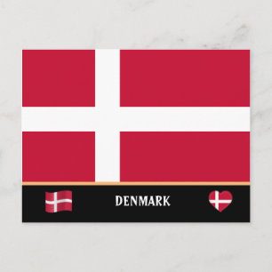 Danish Flag & Danish country travel / Denmark Postcard