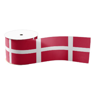 Danish Flag & Denmark travel, holiday/sports Grosgrain Ribbon