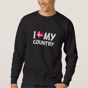Danish Flag Heart I Love My Country Denmark Sweatshirt
