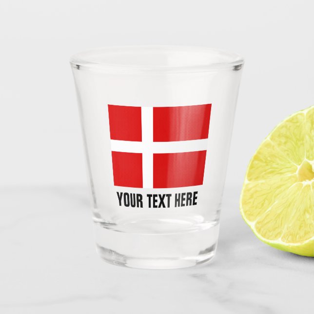 Danish flag of Denmark custom drinking Shot Glass (Front)