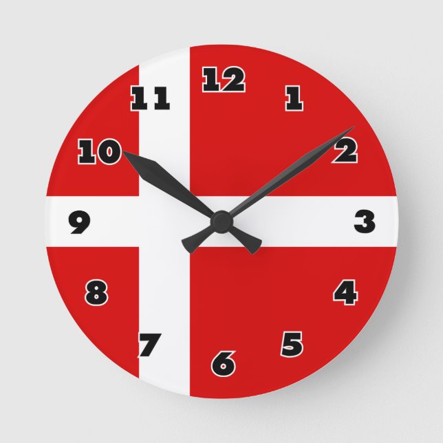Danish flag of Denmark custom round wall clock (Front)