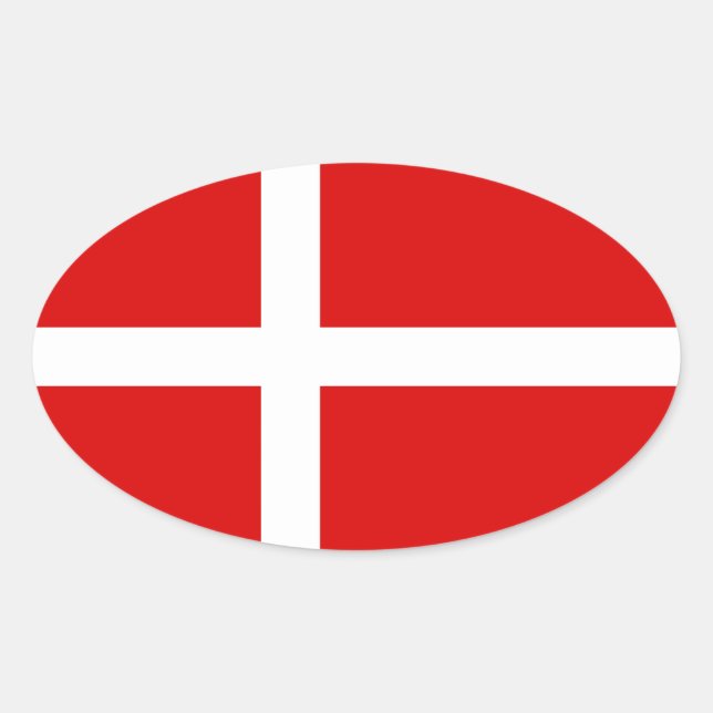 Danish flag of Denmark oval sticker (Front)