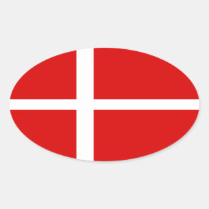 Danish flag of Denmark oval sticker