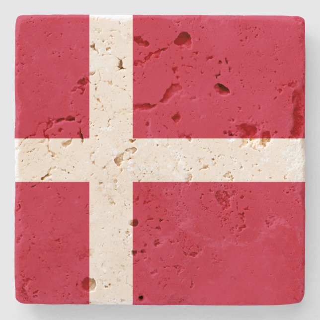 Danish Flag Stone Coaster (Front)