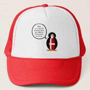 Danish Flag Talking Ms Penguin Personalised Trucker Hat