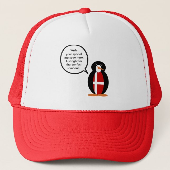 Danish Flag Talking Ms Penguin Personalised  Trucker Hat (Front)