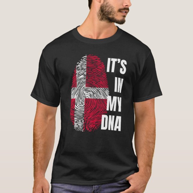 Danish Flag Viking Dna Fingerprint Denmark T-Shirt (Front)