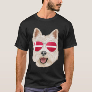 Danish Flag West Highland White Terrier Dog Denmar T-Shirt