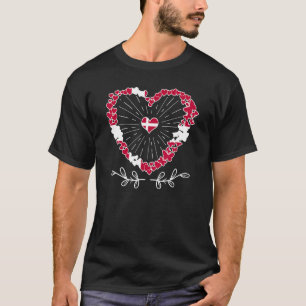 Danish flag with hearts in national colour Denmark T-Shirt
