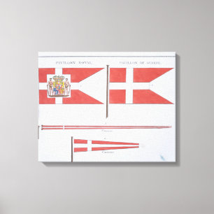Danish Flags, from a French book of Flags, c.1819 Canvas Print