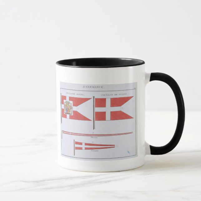 Danish Flags, from a French book of Flags, c.1819 Mug (Right)