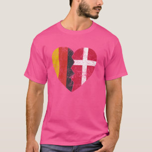 Danish German Flag Heart Germany Denmark Flag Roo T-Shirt