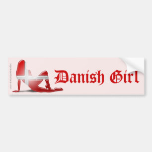Danish Girl Silhouette Flag Bumper Sticker