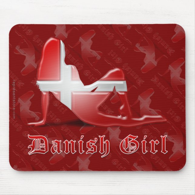 Danish Girl Silhouette Flag Mouse Mat (Front)
