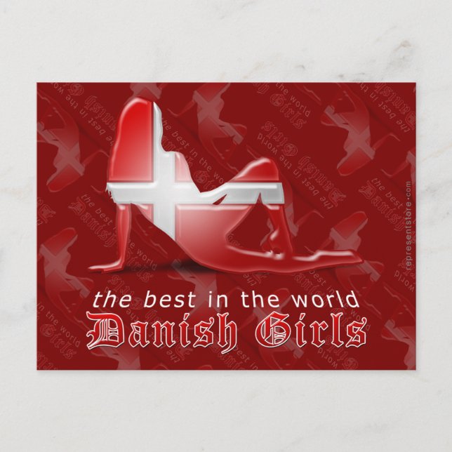 Danish Girl Silhouette Flag Postcard (Front)