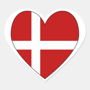 Danish Heart Valentine Flag Sticker