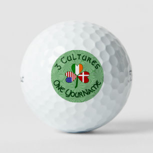 Danish Irish American Flag Shamrock  Golf Balls