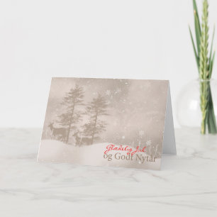 Danish Language Merry Christmas Stylish Christmas Holiday Card