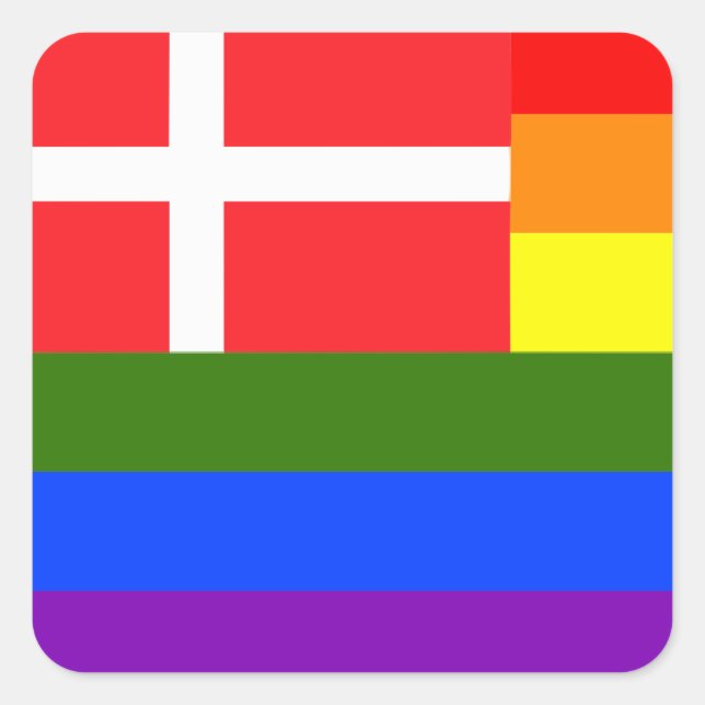 DANISH LGBT RAINBOW FLAG DENMARK PRIDE SQUARE STICKER (Front)