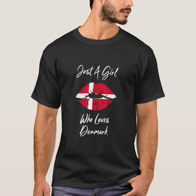Danish Lips Viking Flag Denmark  T-Shirt (Front)