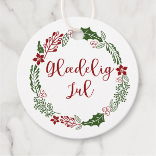 Danish Merry Christmas, Glædelig jul, Custom Favour Tags