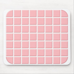 Danish Pastel Pink White 7x8 Faux Square Tiles Mouse Mat