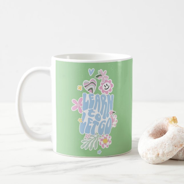 DANISH PASTEL RETRO LEARN TO LET GO  COFFEE MUG (With Donut)
