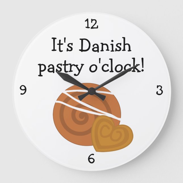 Danish Pastry O'Clock fun food graphic Large Clock (Front)