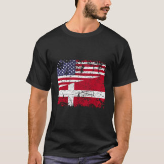 Danish Roots Half American Flag Denmark T-Shirt