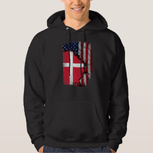 Danish ROOTS Half American Flag Patrioitc Denmark Hoodie