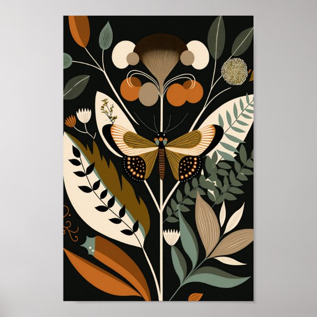Danish Scandinavian Scandi Butterfly Art Print (Front)