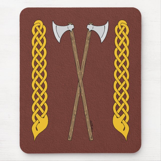 Danish/Viking Axes Crossed with Plaitwork Mouse Mat (Front)