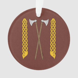 Danish/Viking Axes Crossed with Plaitwork Ornament