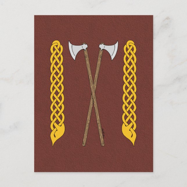 Danish/Viking Axes Crossed with Plaitwork Postcard (Front)