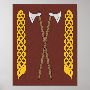 Danish/Viking Axes Crossed with Plaitwork Poster