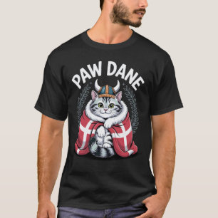 Danish Viking Cat in Fur Cloak - Paw Dane Nordic H T-Shirt