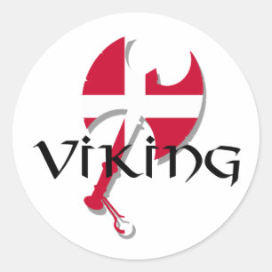 Danish Viking Denmark flag Axe Classic Round Sticker