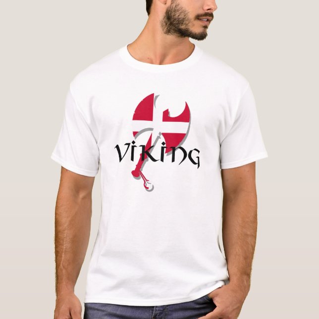 Danish Viking Denmark flag Axe T-Shirt (Front)