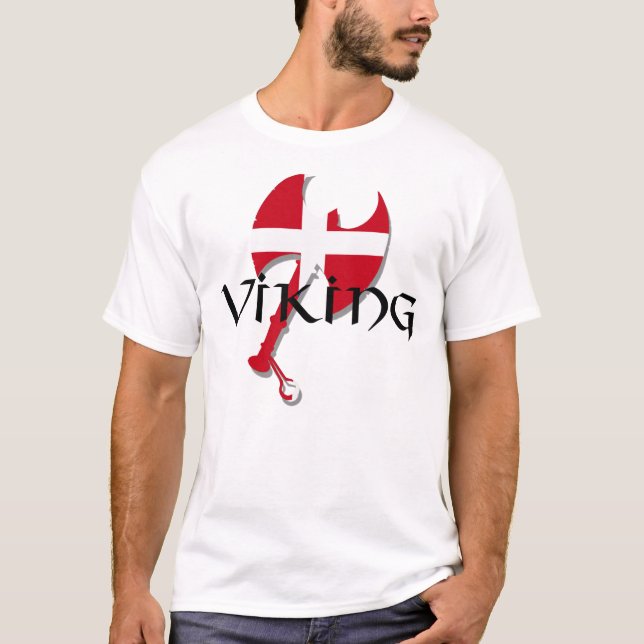Danish Viking Denmark flag Axe T-Shirt (Front)