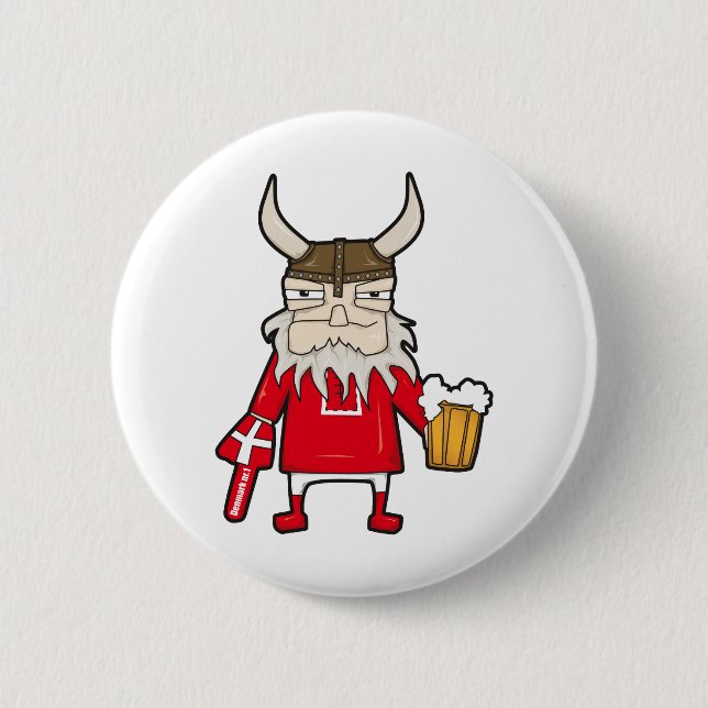 Danish Viking Fan 6 Cm Round Badge (Front)