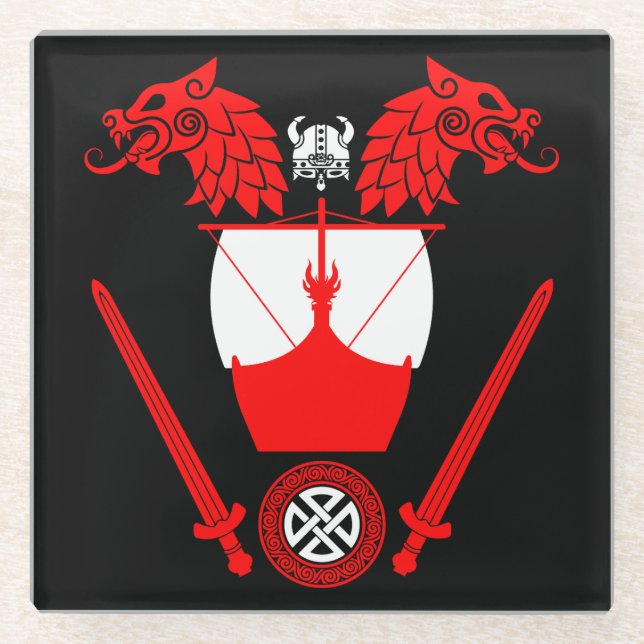 Danish Viking Glass Coaster (Front)