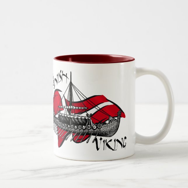 Danish Viking Ship cultural gifts of Denmark Two-Tone Coffee Mug (Right)