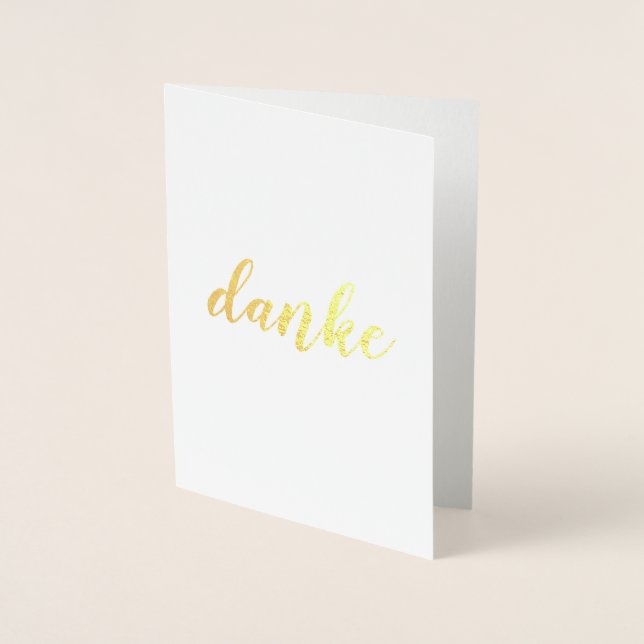 Danke German Thank You Brush Script Elegant Foil Card (Front)