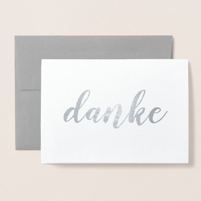 Danke German Thank You Elegant Brush Script Foil Card (Front With Envelope)