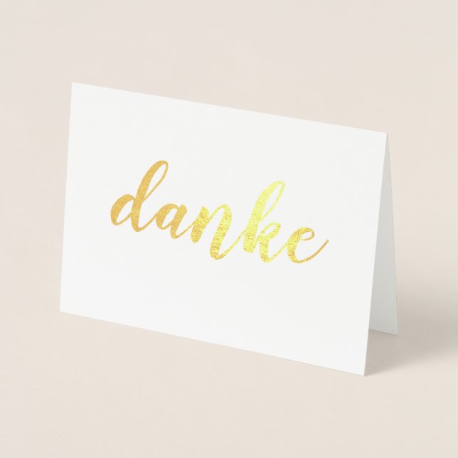 Danke German Thank You Elegant Brush Script Gold Foil Card (Front)