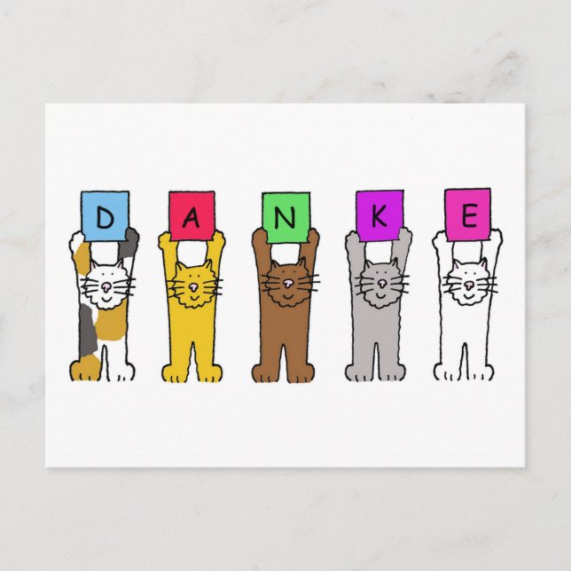 Danke German Thanks Cartoon Cats Postcard (Front)
