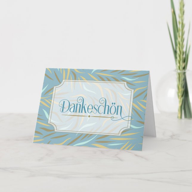 Dankeschon Sky Blue Botanical German Thank You Card (Front)