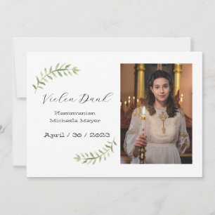 Dankeskarte Kommunion / Konfirmation weiß Zweig Invitation