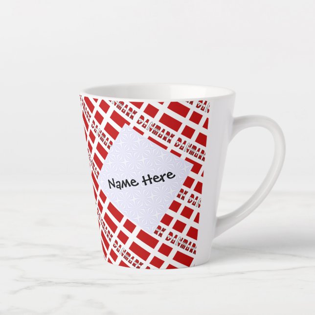Danmark Dannebrog Tiled Personalized Latte Mug (Right)