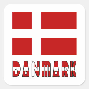 Danmark Flag & Word CC Square Sticker